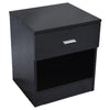 1 Drawer Metal Handle Bedside Cabinet Night Table Black