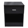 1 Drawer Metal Handle Bedside Cabinet Night Table Black