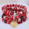 Bohemian Beads Heart Pendant Bracelet